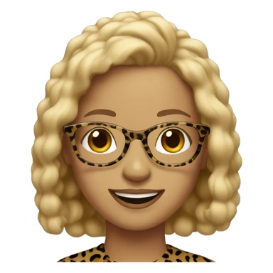 Dark blonde with leopard print glasses smilling sticker