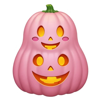 pastel pink ghost with orange pumpkin kawaii style sticker