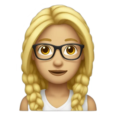 blond attached hair with glasses sticker