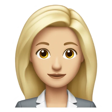 Pretty Caucasian blonde woman with pretty hair and brown eyes and skinny in a suit working  sticker