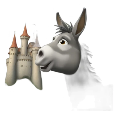 Over sized Donkey head in front of a castle sticker