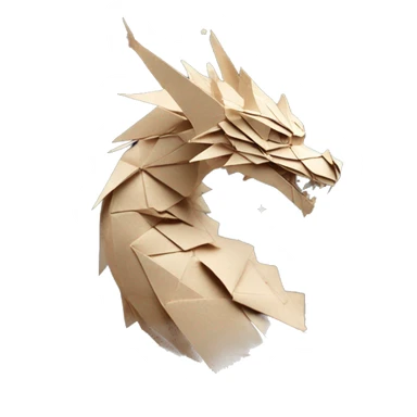 Sparkling patterned Beige Origami dragon with a dried flower crown made of newspapers intricate patterns surrounded by fairy lights nebula galaxy stars swirls iridescent holographic  sticker