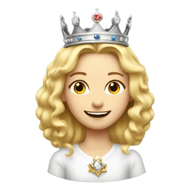 blonde girl smiling portrait with king’s crown  sticker