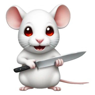 Cute white rat with red eyes holding a knife  sticker
