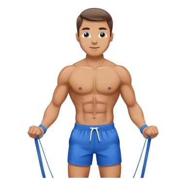 fit man with blue shorts resistance bands exercises sticker