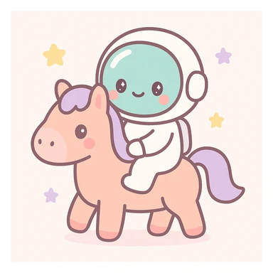astronaut on horseback with stars in background sticker