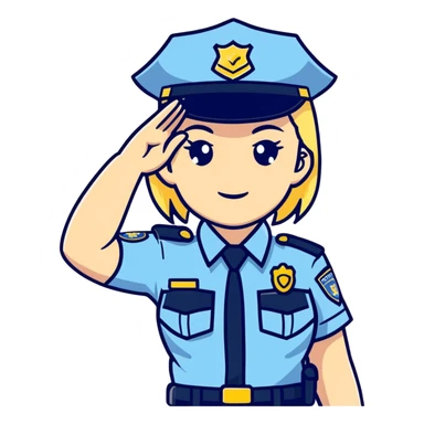Blonde female police officer saluting  sticker