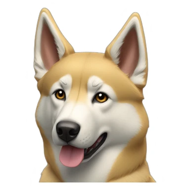 husky, belgian shepherd malignoise, golden fur, 3/4 view sticker