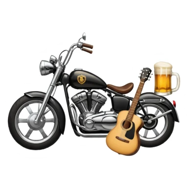 We're creating a quiz for a New Year's Eve team. The idea is that people have to guess which emoji belongs to which person from three emojis. Now it's up to you to make one whole emoji from the following three emojis.  🏍🎸🍻 sticker