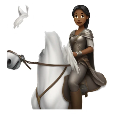 Dark haired princess riding a white horse sticker