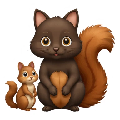 black and brown cat next to a squirrel  sticker
