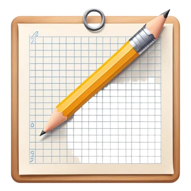 A pencil is placed over a sheet of paper grid, representing the sketching  sticker