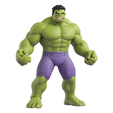 the Hulk, muscular green superhero, 3D cartoon style sticker