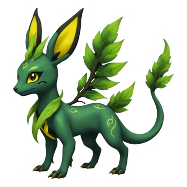 Dark Edgy Salandit-Leafeon-Umbreon-Fakémon-hybrid-creature (full body)  sticker