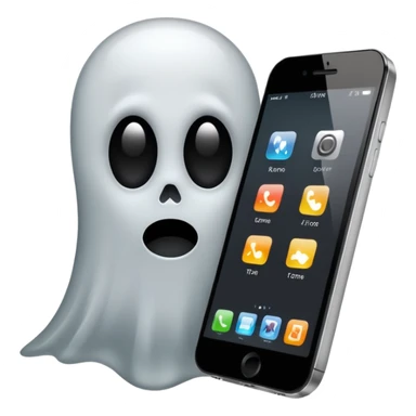 ghost emoji with a phone beside sticker