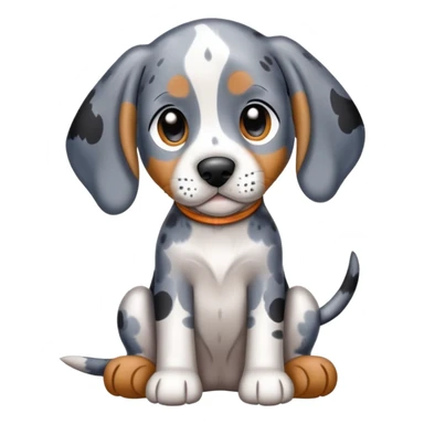 adorable sitting bluetick coonhound puppy with floppy ears and spotted coat sticker