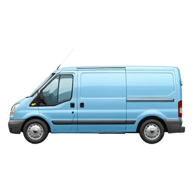light blue Ford Transit with windows sticker