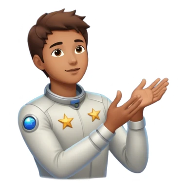 A young man floats in space, touching a star that glows and expands, shaping the universe around him. Each touch creates new light, symbolizing how his choices build his own reality. sticker