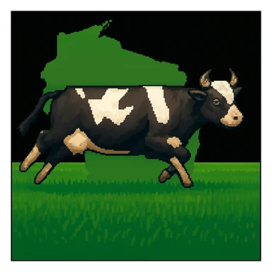 Add the outline of the state of Wisconsin in the background behind the cow and grass field sticker
