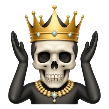 Skull with hands on head and a crown and no diamonds sticker
