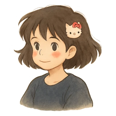 Hello Kitty hair pin, soft shading, gentle colors, whimsical look sticker