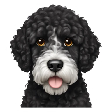 black curly haired portuguese water dog no white fur sticker