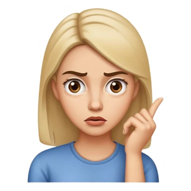 Woman with a baffled expression, raised eyebrow, and hand on chin sticker