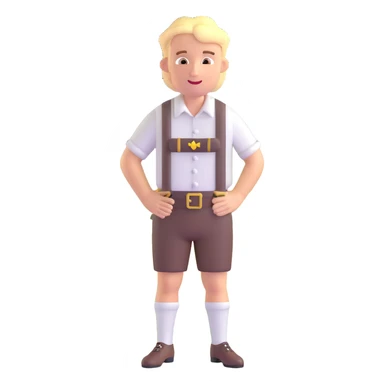 German person in Bavarian lederhosen shrugging with Sicily landscape in background sticker