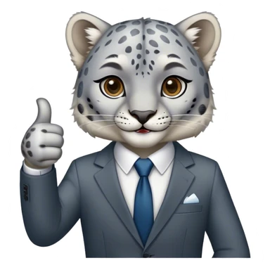 snow leopard in suit shows thumb up sticker