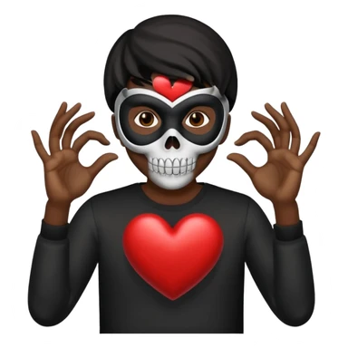 Emoji combination 💀 and 🫶🏿 sticker