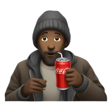 homeless man drinking coke sticker