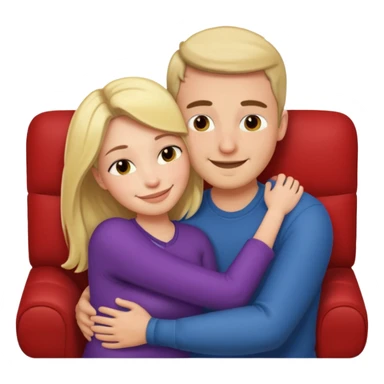 Women cuddling man on couch sticker