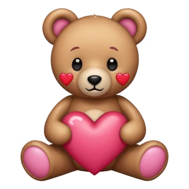 Teddy bear with pink and red hearts around sticker