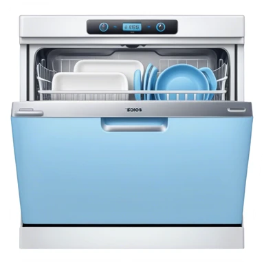 Open dishwasher in baby blue sticker