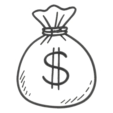 hand drawn outlined money bag icon sticker