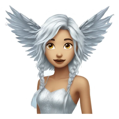 big wings, silver, feather, icy ,snowflake, Beautiful, fairy, long hair sticker