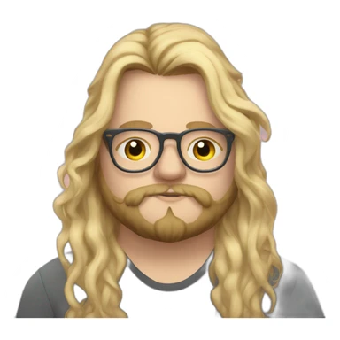 Chubby non binary Big lebowsky round glasses long blond hair chaotic beard vaporizer sticker