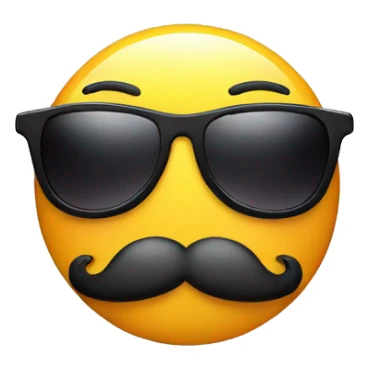 a smile face with sunglasses and a mustache sticker