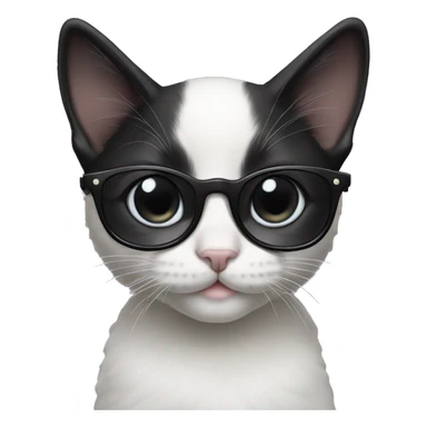 Black kitten with pearl glasses  sticker