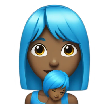 girl with blue hair bang sticker