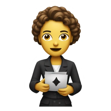 A theater actress holds a chatbot in her hands sticker