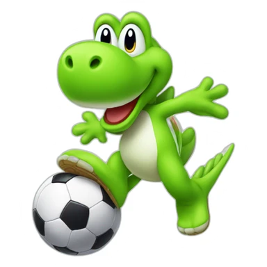Green Yoshi doing a soccer trick sticker