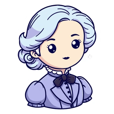 Victorian character with pale skin, white hair, and star-shaped eyes in elegant Victorian attire sticker
