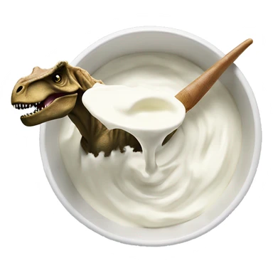 Bowl of yogurt being eaten by T. rex dinosaur  sticker