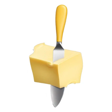 A curl of margarine on the tip of a butter knife sticker