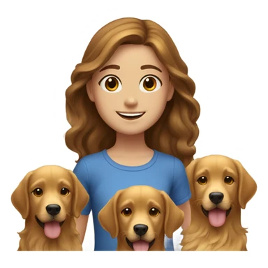 smiling girl with brown hair with golden retrievers  sticker