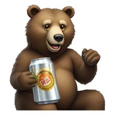 Bear drinking a beer sticker