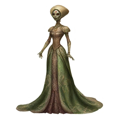 a Reptilian alien woman full body in Romanov dress sticker