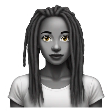 black and white linear Outline dreadlocks beauty portrait sticker