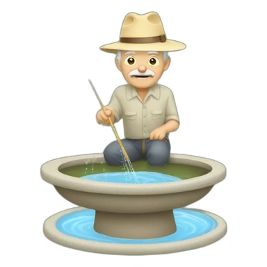 old man breeding mosquitoes in bird bath sticker